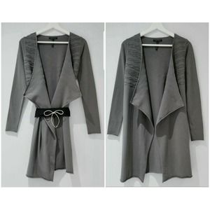 SARAH PACINI ITALY COTTON-BLND ART-TO-WEAR LAGENLOOK OPEN WRAP CARDIGAN TOP XS/S